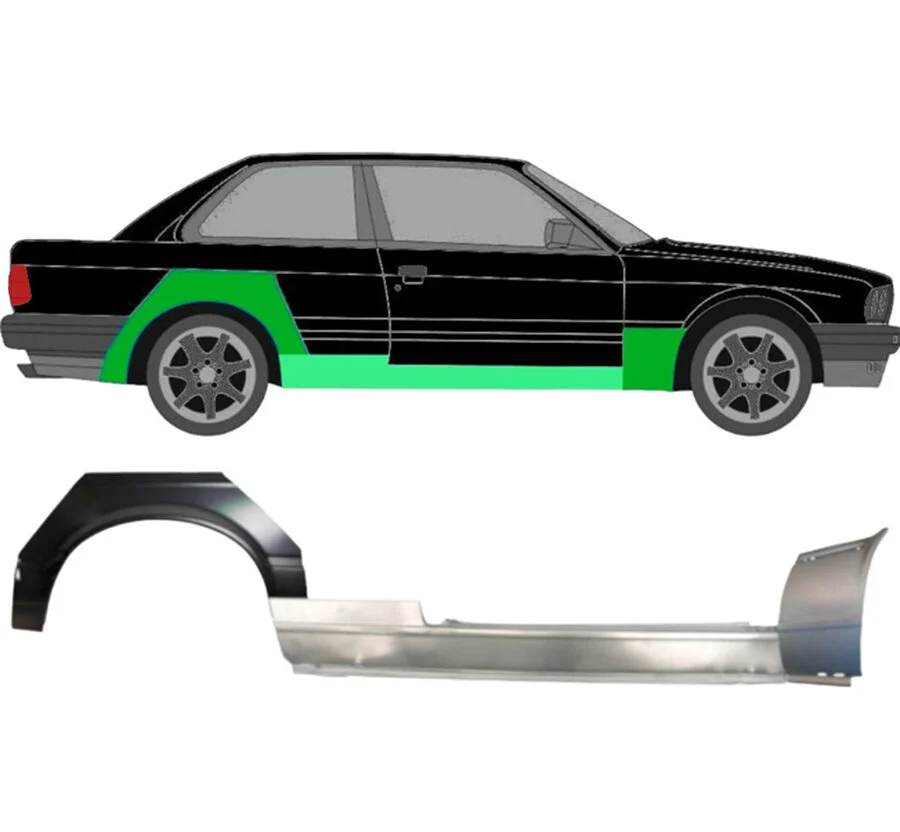 2 Tür Radlauf Schweller & Kotflügel Blech vorne für Bmw 3 E30 82-87 rechts