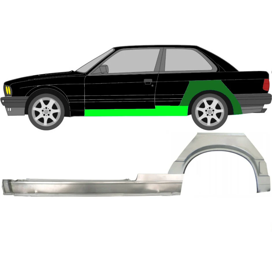 2 Tür Radlauf Turblech & Schweller Turblech für Bmw 3 E30 1987 - 1994 links