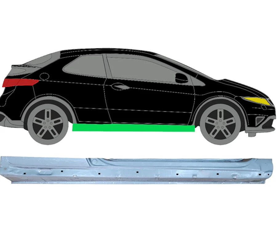 3 Tür Schweller Blech für Honda Civic 2005 - 2011 rechts
