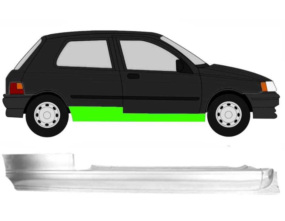 3 Tür Schweller Blech für Renault Clio I 1990 - 1998 rechts