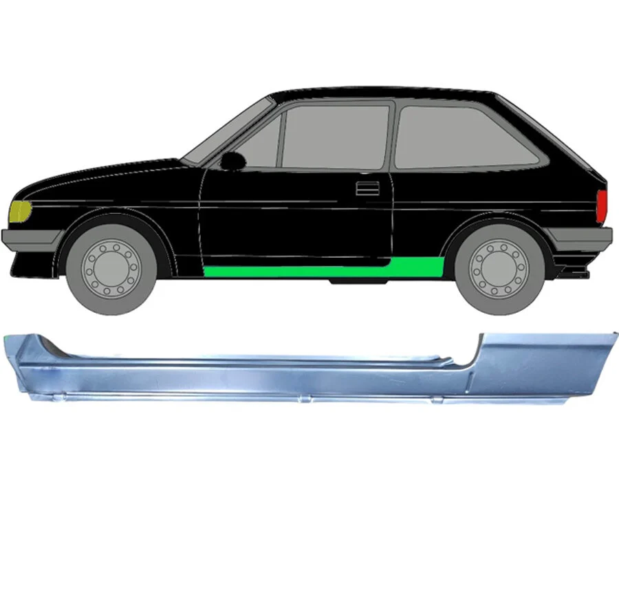 3 Tür Voll Schweller Blech für Ford Fiesta 1983 - 1989 links