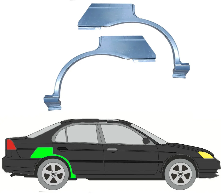 4 Tür Radlauf Reparaturblechsatz für Honda Civic Es Limo 2001 - 2003 links & rechts