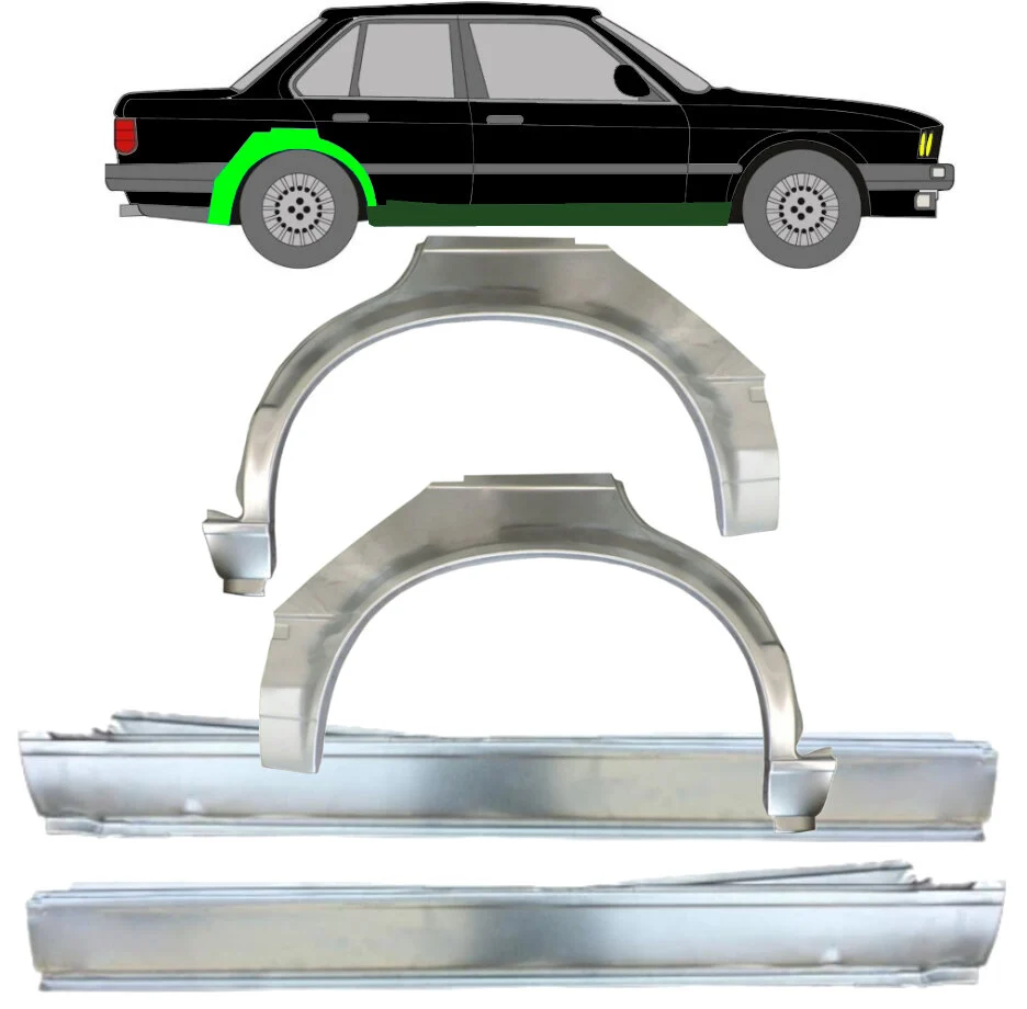 4 Tür Radlauf Turblech & Schweller für Bmw 3 E30 82 – 87 links & rechts