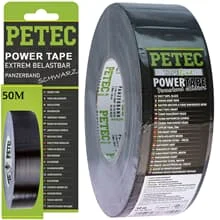 50m PETEC POWERTAPE SCHWARZ UNI GEWEBE-BAND KLEBEBAND PANZERTAPE GAFFA TAPE