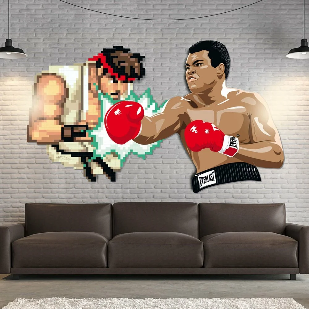 Acrylglas Pop Art Wandbild Acrylbild Artcryl Ali vs. Ryu Motiv