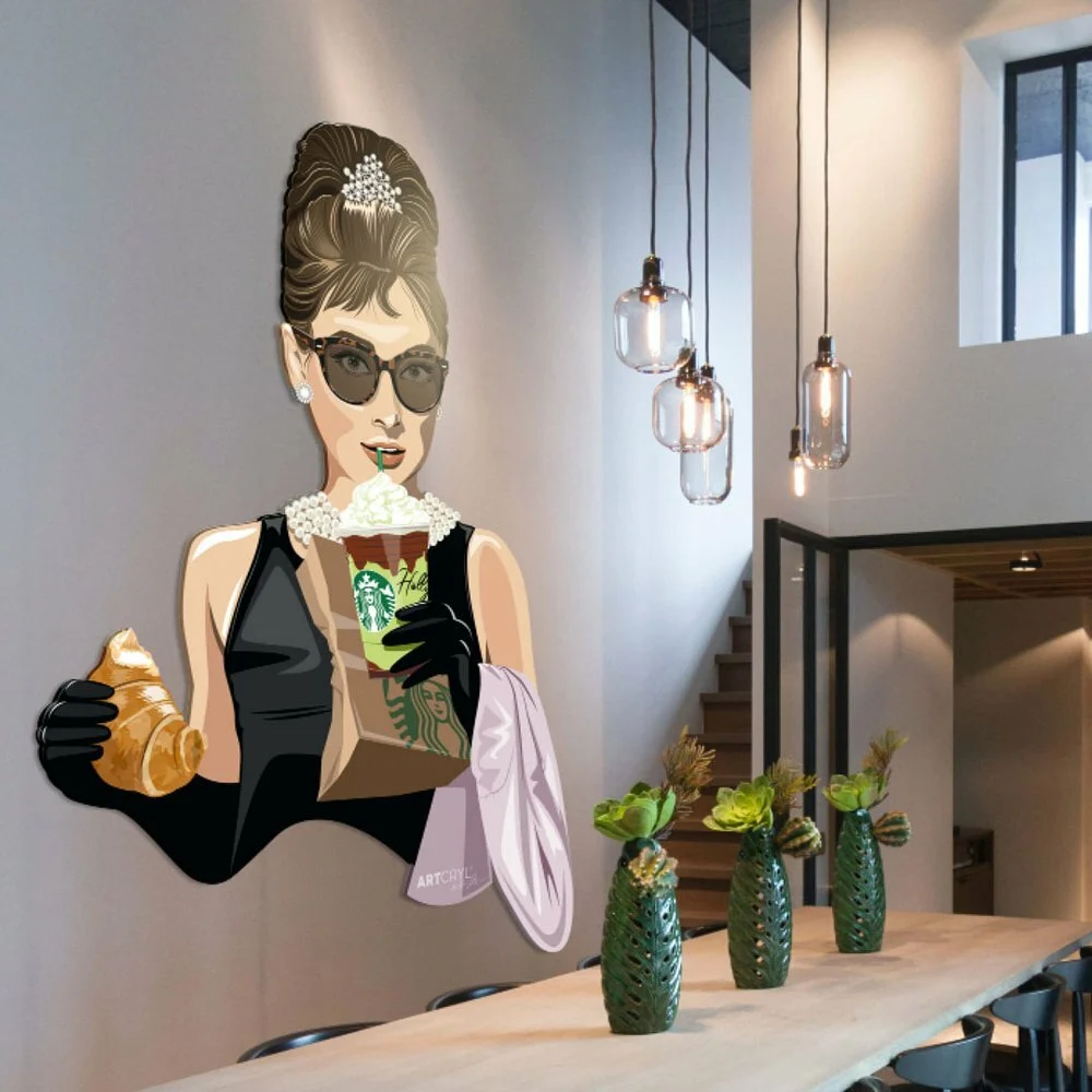 Acrylglas Pop Art Wandbild Acrylbild Artcryl Breakfast at Starbucks Motiv