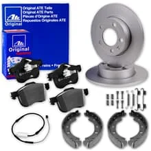 ATE BREMSSCHEIBEN + BELÄGE + HANDBREMSE HINTEN passend für BMW 3er E90 E92