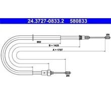 ATE HANDBREMSSEIL 1707mm passend für PEUGEOT 206 | 24.3727-0833.2
