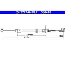 ATE HANDBREMSSEIL 743mm passend für MERCEDES-BENZ C-KLASSE CLS E-KLASSE |