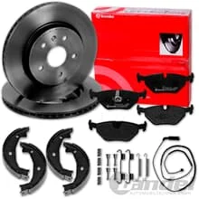 brembo BREMSSCHEIBEN + BELÄGE + HANDBREMSBACKEN HINTEN passend für BMW 3er E36