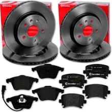 brembo BREMSSCHEIBEN + BELÄGE VORNE HINTEN für VW GOLF 6 GTI R A3 S3 8P SCIROCCO