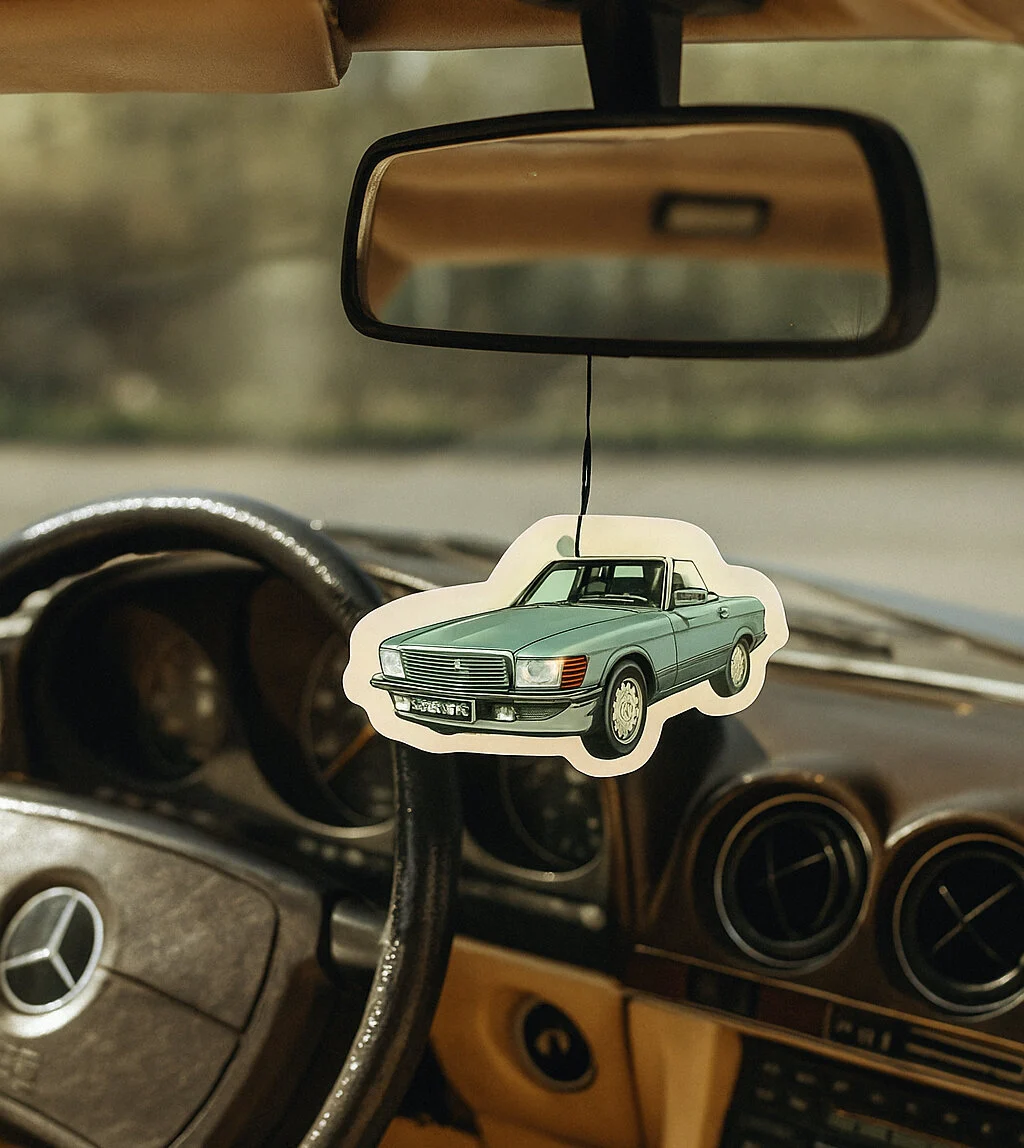 Duftbaum für Mercedes SL R107 Lufterfrischer Retro Motiv für Autospiegel