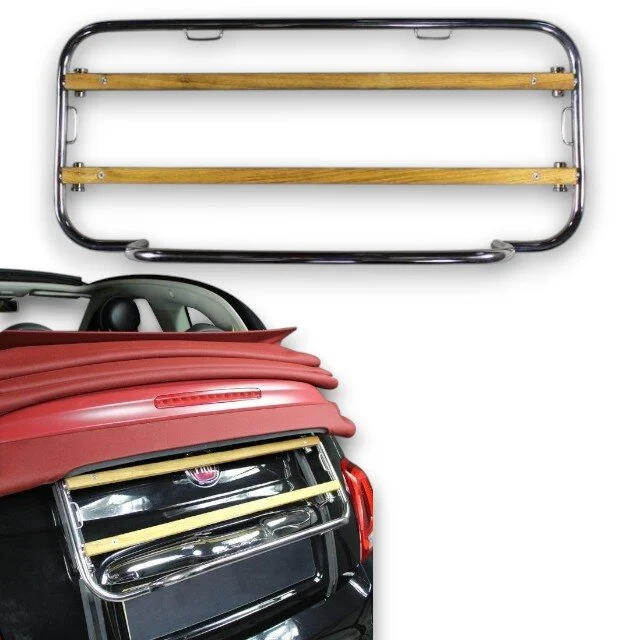 Gepäckträger Heckträger für Fiat 500c Convertible ab 2007 Holzvariante Chrom