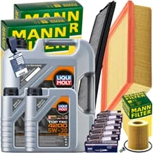 MANN INSPEKTIONSKIT+2x1L+1x5L LIQUI MOLY 5W30 ÖL passend für BMW 3er E46 320-30