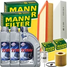 MANN INSPEKTIONSPAKET+3L FUCHS 5W-30 MOTORÖL passend für SKODA FABIA 6Y SEAT VW