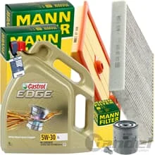 MANN INSPEKTIONSPAKET+5L CASTROL 5W30 MOTORÖL passend für VW GOLF VII 1.2-1.4TSI
