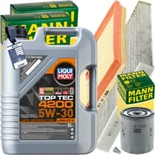 MANN INSPEKTIONSPAKET+5L LIQUI MOLY 5W-30 MOTORÖL passend für AUDI A3 VW SEAT