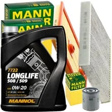 MANN INSPEKTIONSPAKET+5L MANNOL 0W-20 MOTORÖL passend für VW TOURAN 5T1 AUDI A3