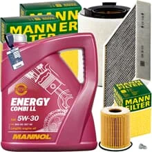MANN INSPEKTIONSPAKET+5L MANNOL 5W30 MOTORÖL passend für VW POLO 6R SEAT 1.2 TDI