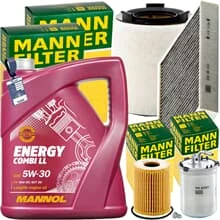 MANN INSPEKTIONSPAKET+5L MANNOL NRG 5W30 ÖL passend für 1.2 TDI VW POLO 6R SKODA