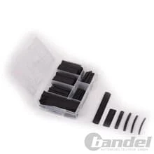 SCHRUMPFSCHLAUCH SORTIMENT 90-tlg. in Box schwarz Elektro Elektrik KFZ etc.