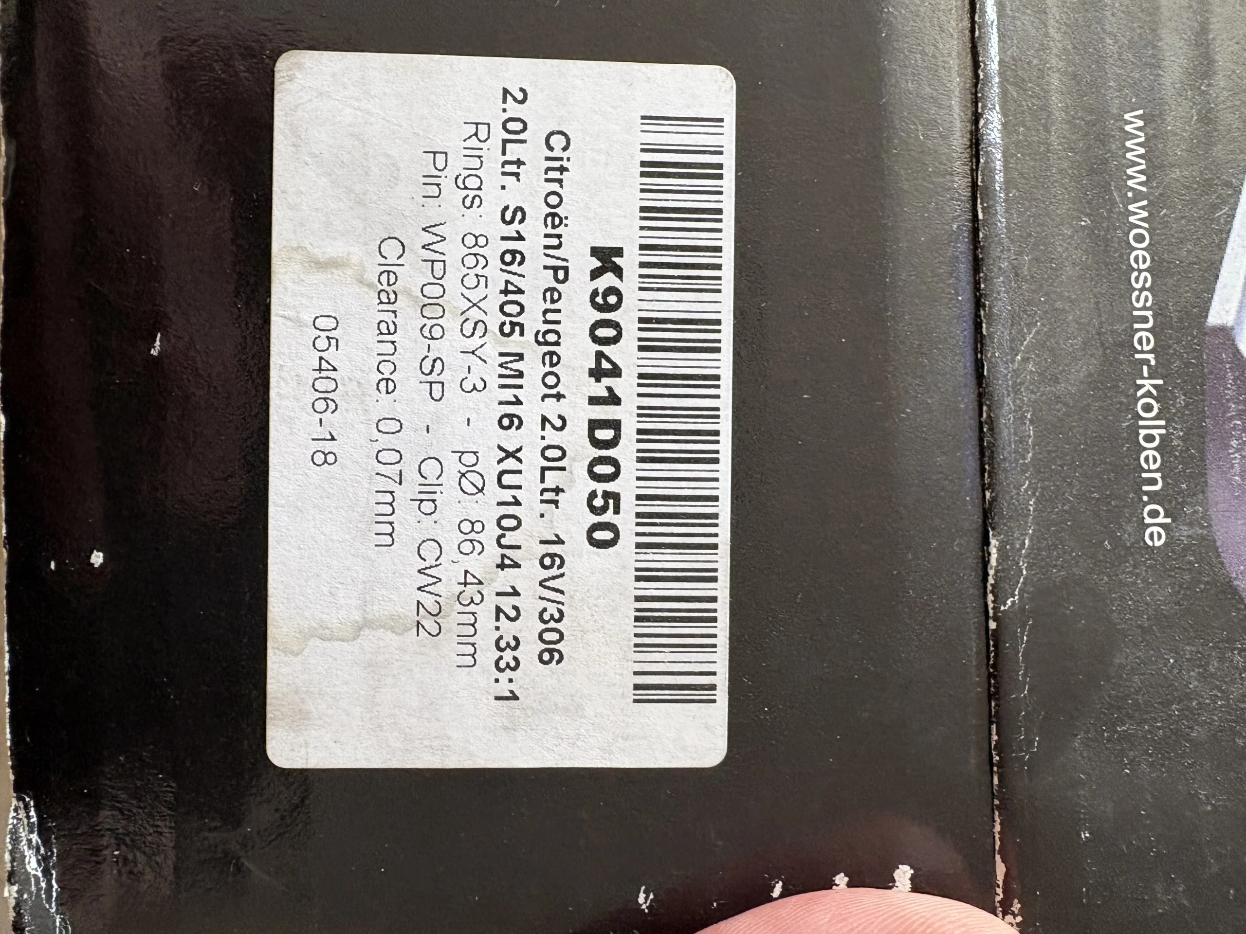 Wössner Schmiedekolben Peugeot 306 2.0L S16, 405 MI16