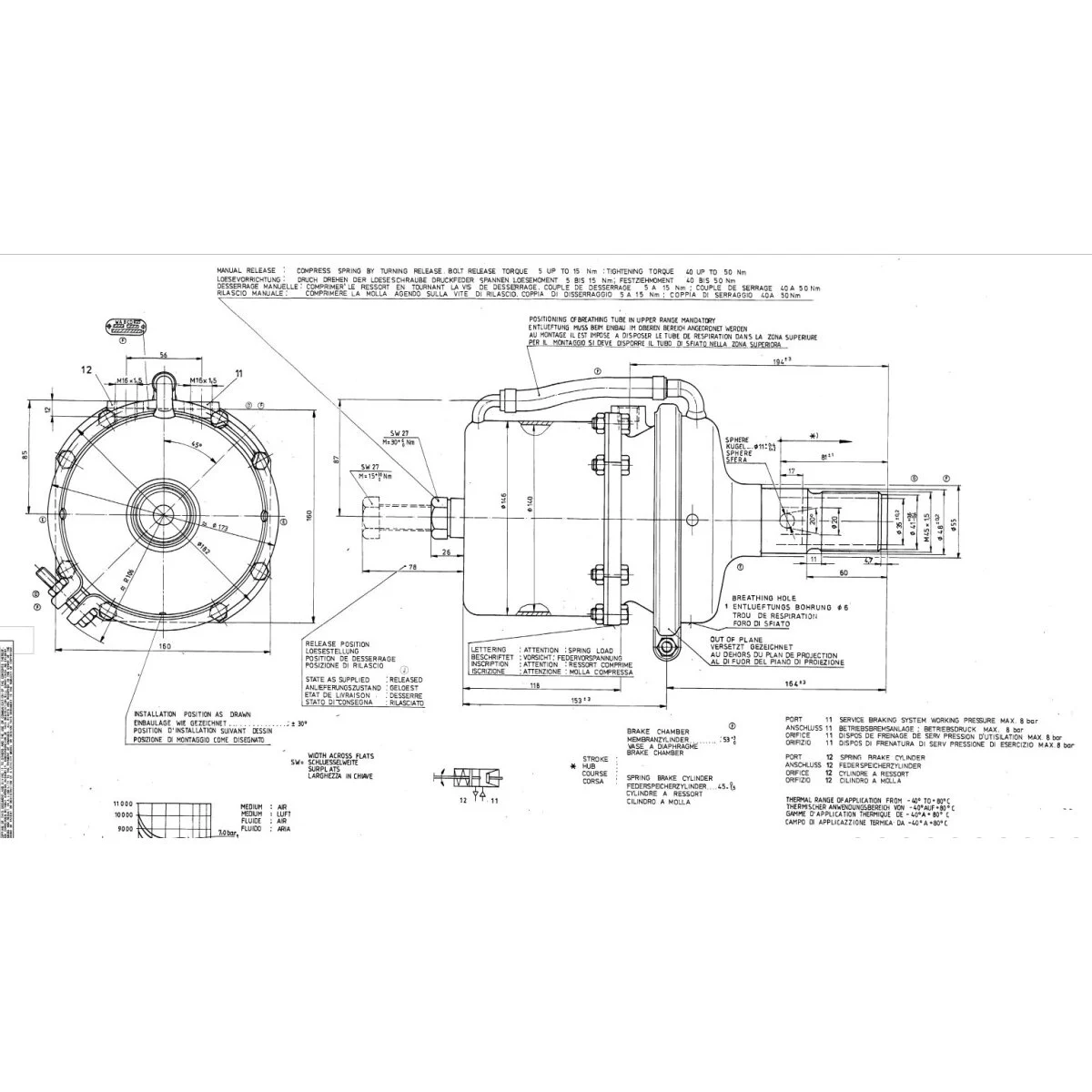 Wabco Tristop Zylinder 4253330000 - 425 333 000 0 passend für 19215640