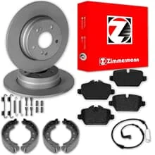 Zimmermann BREMSSCHEIBEN+ BELÄGE+ HANDBREMSE HINTEN passend für BMW 3er E90 E92